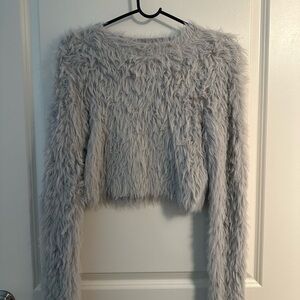 Women's Fuzzy Gray Sweater